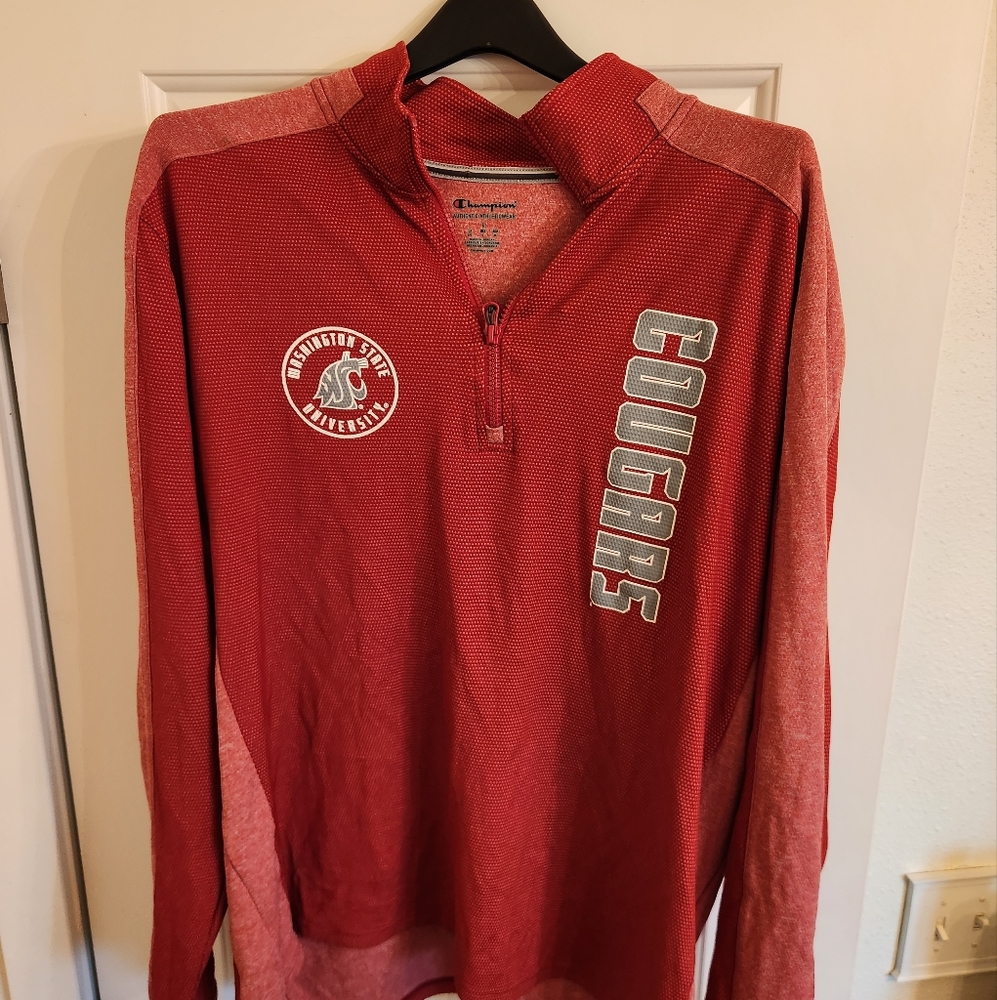 Men's Maroon Half-Zip Athletic Shirt WSU Cougars Size L